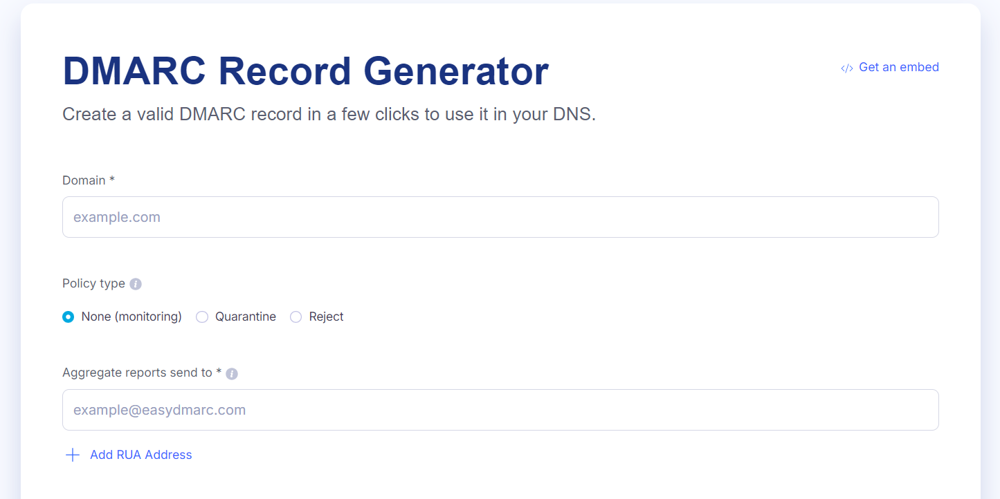 EasyDMARC Record Generator